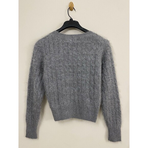 J.Crew Brushed cashmere shrunken cable-knit crewneck Long Sleeve sweater Size M - Picture 4 of 9
